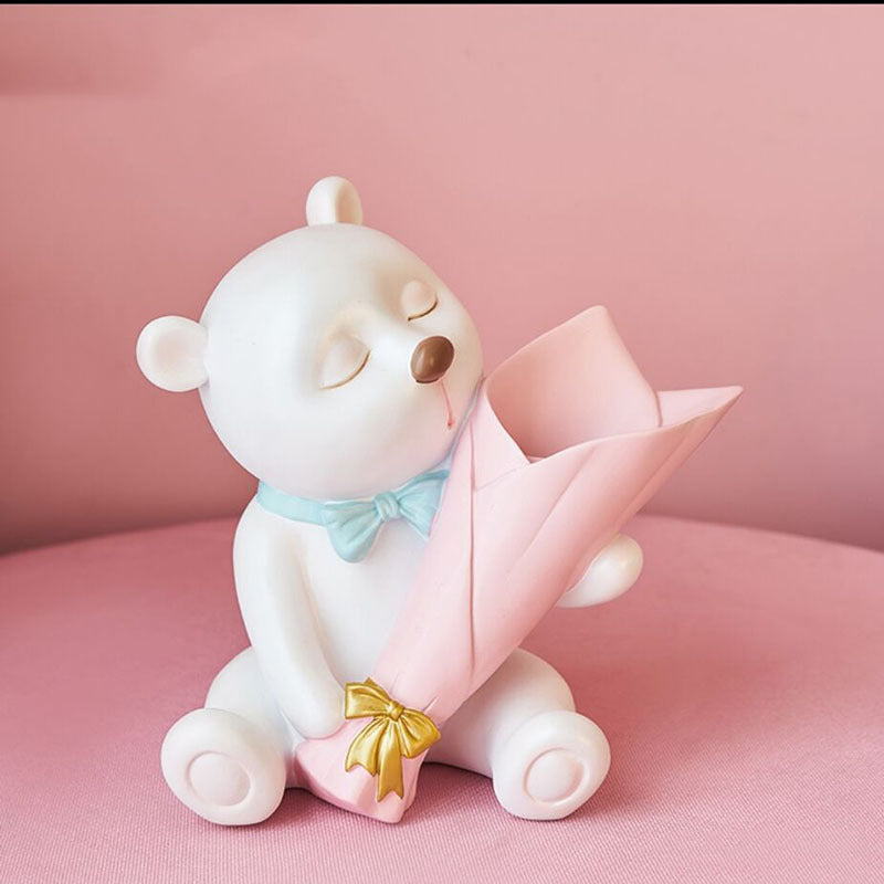 Creative Bear Resin Vase – Whimsical Living Room & TV Cabinet Décor