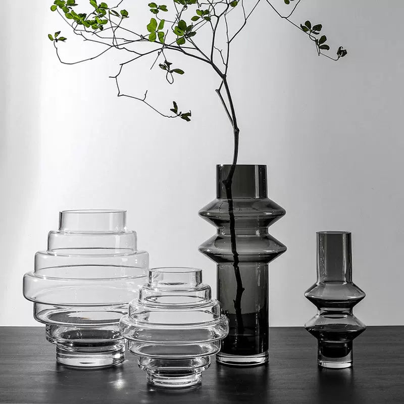 Modern Glass Vase – Elegant Desktop Decoration for Living Room Side Tables