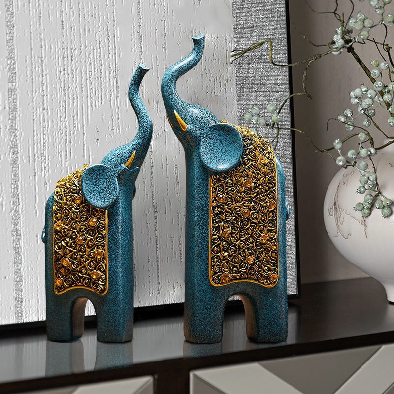 Chinese Retro Children And Mother Elephant Home Living Room Office Decorations