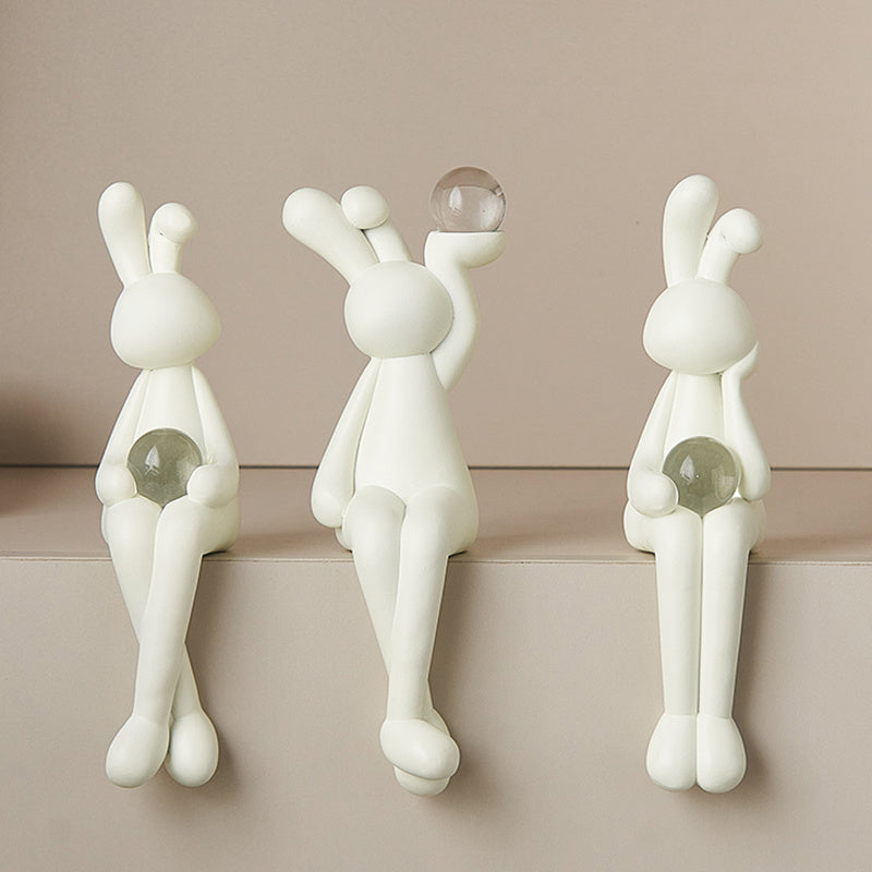 Living Room Sitting Rabbit Crystal Ball Decorations