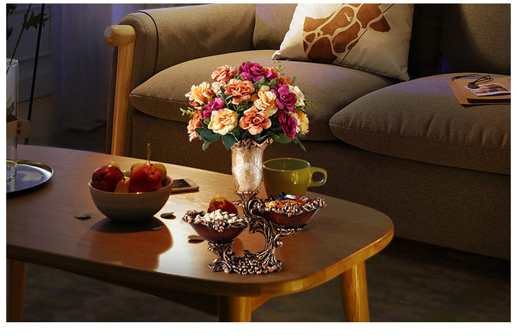 Creative Personality European Home Decorations Living Room Dried Fruit Tray With Flowers