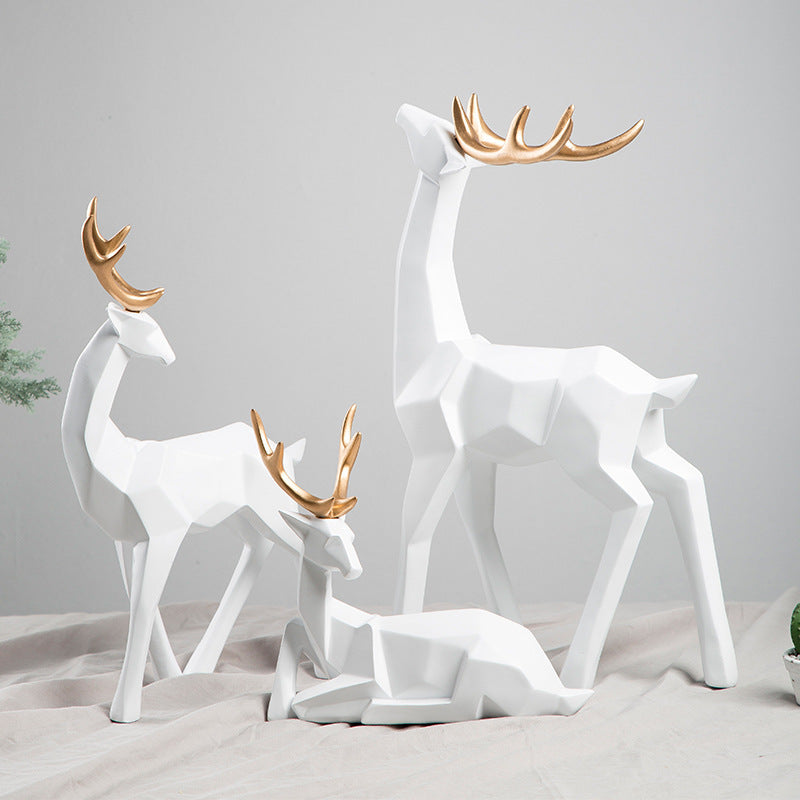 Nordic Resin Deer Figurines β Modern Wine Cabinet & Living Room Decorations
