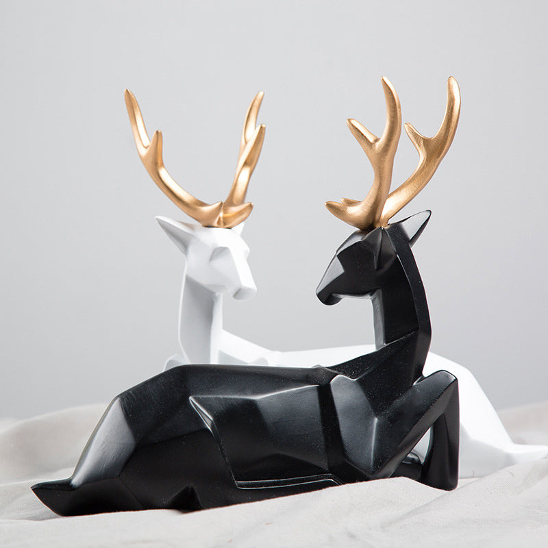 Nordic Resin Deer Figurines β Modern Wine Cabinet & Living Room Decorations