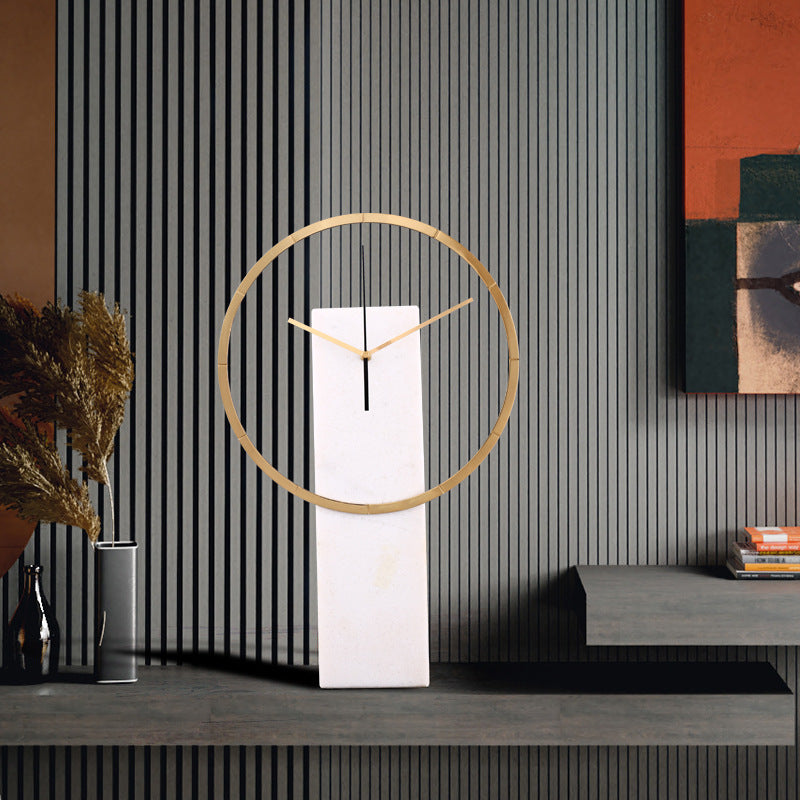 Natural Marble Pendulum Desk Clock – Elegant TV Cabinet & Living Room Accent (18")