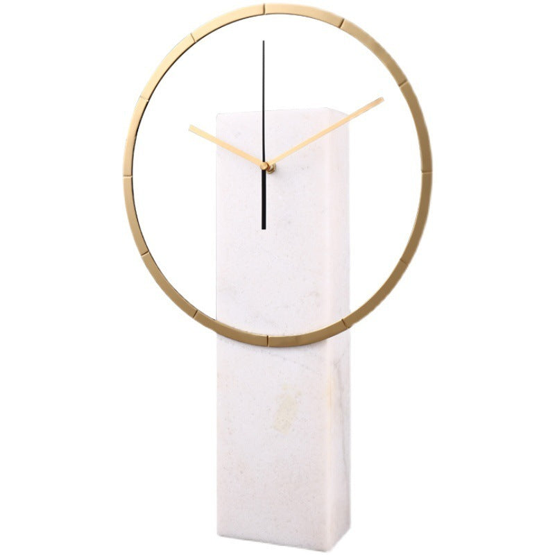 Natural Marble Pendulum Desk Clock – Elegant TV Cabinet & Living Room Accent (18")