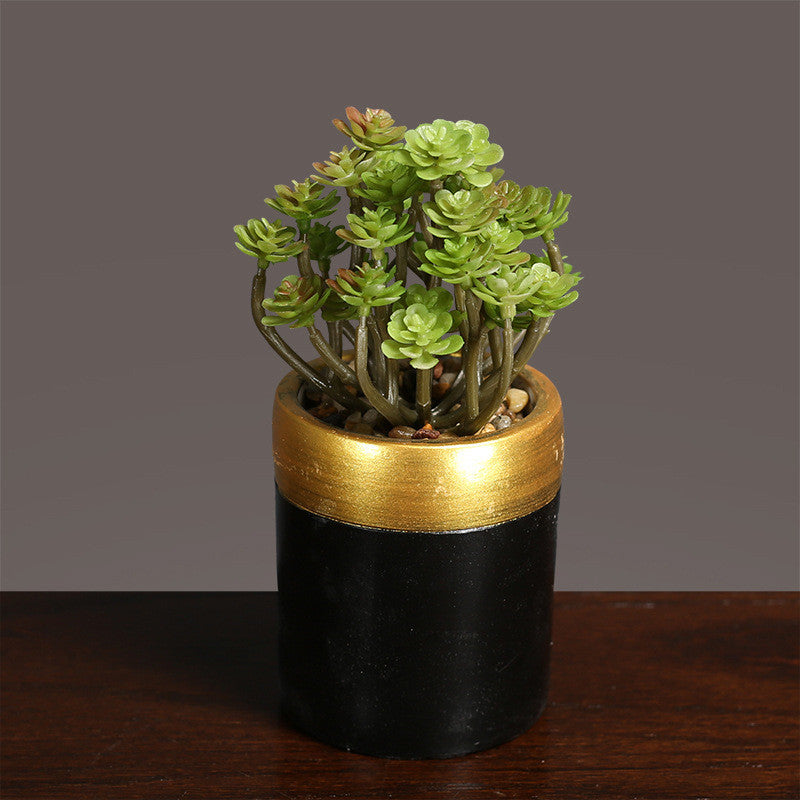 Light Luxury Faux Succulent in Decorative Pot β Small Potted Plant for Modern Living Room Decor