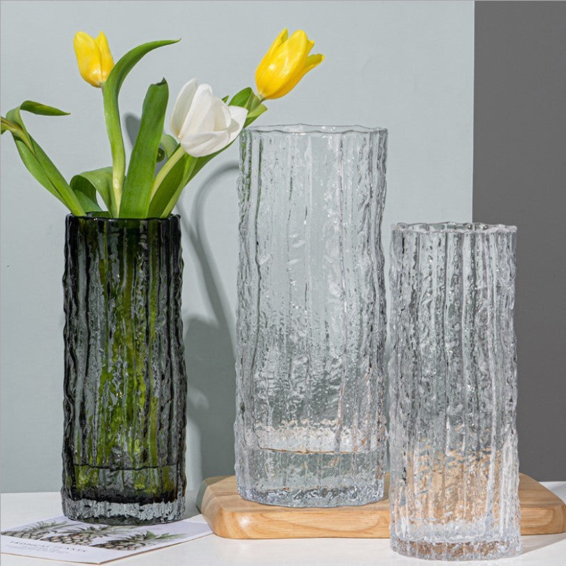 Nordic Light Luxury Transparent Glass Vase – Minimalist Home & Table Decoration