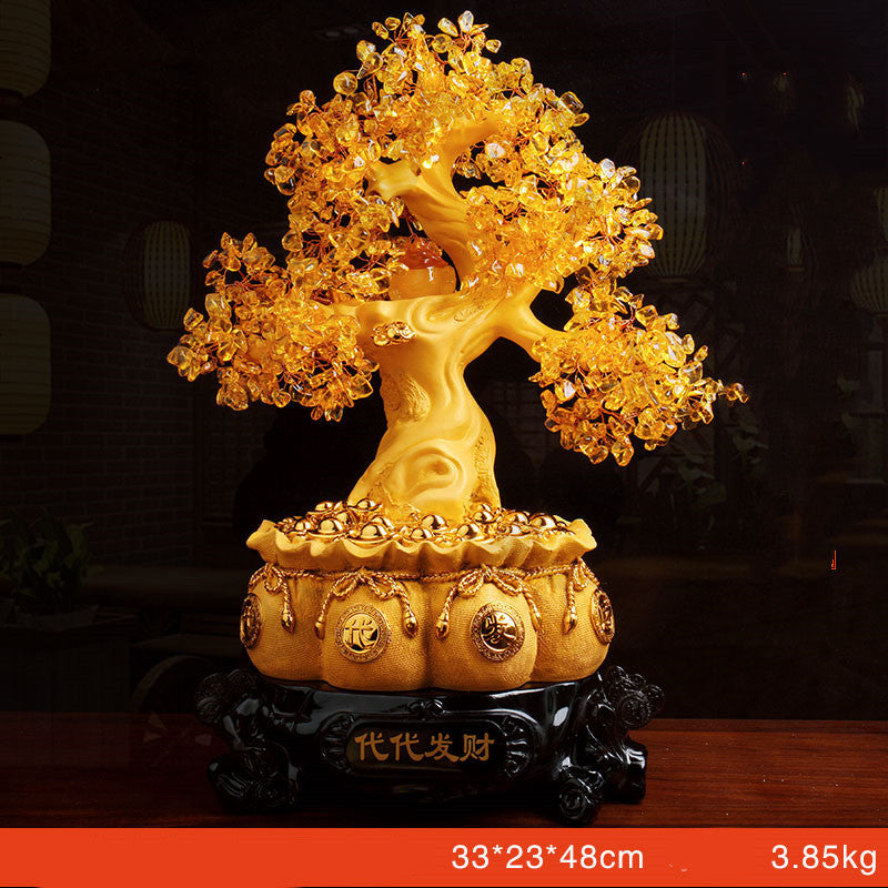 Citrine Fortune Tree Lucky Decorations Home Wine Cabinet Living Room Shake Money