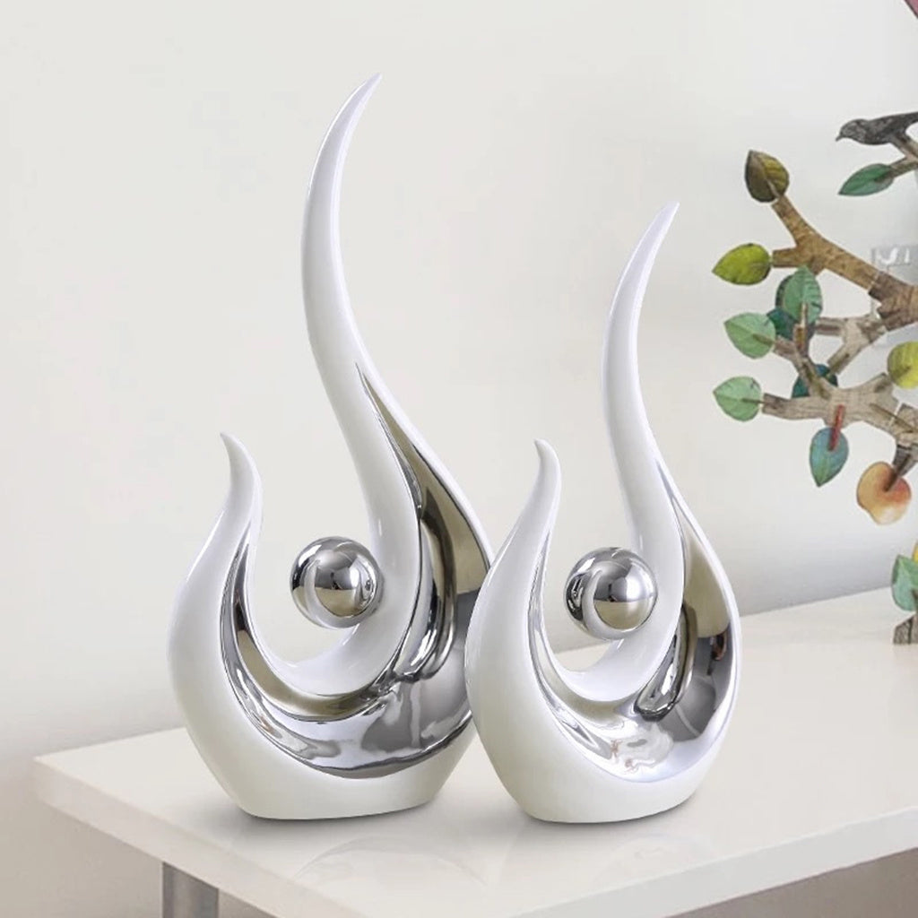 Modern Minimalist Ceramic Phoenix Figurines – Electroplated Porcelain Decor for TV or Wine Cabinets (Pair)