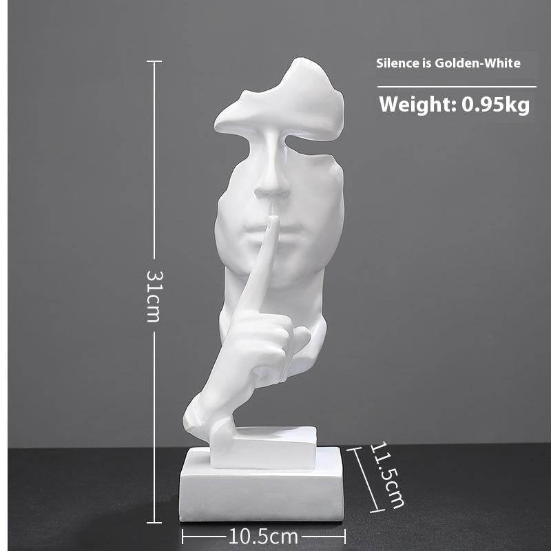“Silence is Gold” Modern Resin Sculpture – Minimalist Living Room & Wine Cabinet Decor