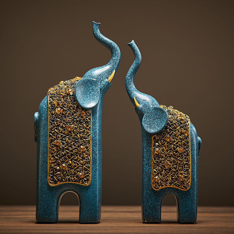 Chinese Retro Children And Mother Elephant Home Living Room Office Decorations
