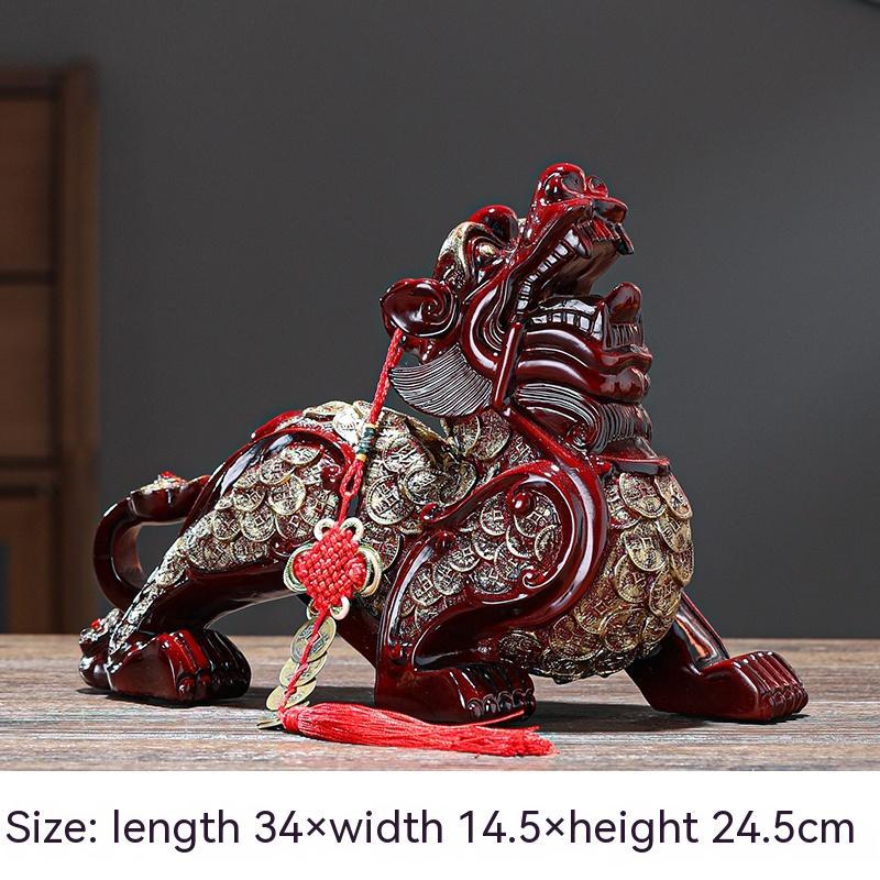 Feng Shui Fortune Pi Xiu Pair β Chinese Resin Ornaments for Living Room, Office, or Entryway
