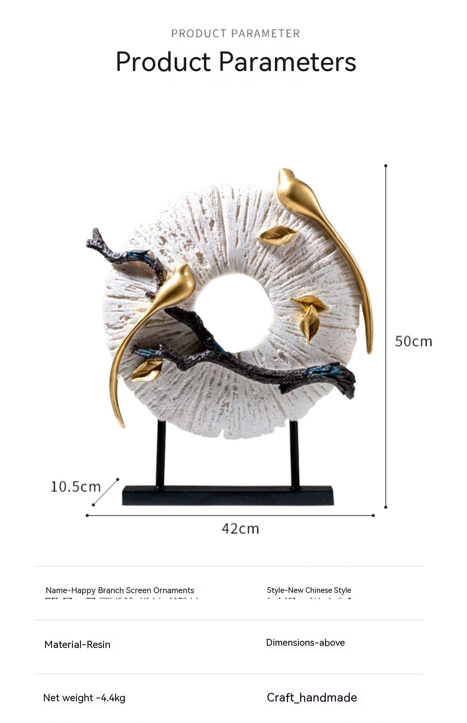 Modern Chinese Zen Resin Sculpture – Blessing Decor for Living Room or TV Cabinet