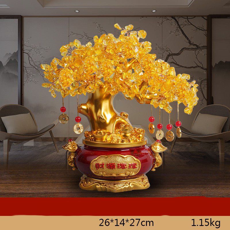 Citrine Fortune Tree Lucky Decorations Home Wine Cabinet Living Room Shake Money