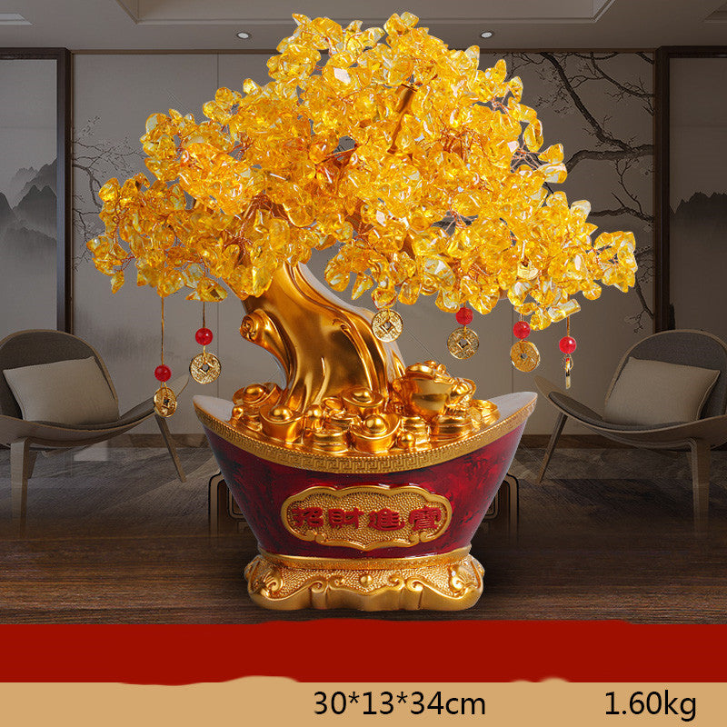 Citrine Fortune Tree Lucky Decorations Home Wine Cabinet Living Room Shake Money