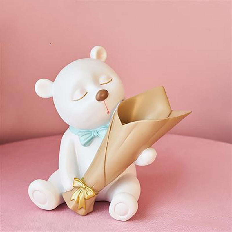 Creative Bear Resin Vase – Whimsical Living Room & TV Cabinet Décor