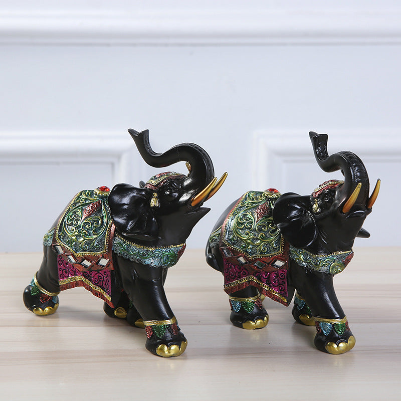 Creative Home Auspicious Elephant Resin Ornaments Exquisite Entrance Living Room Decorations