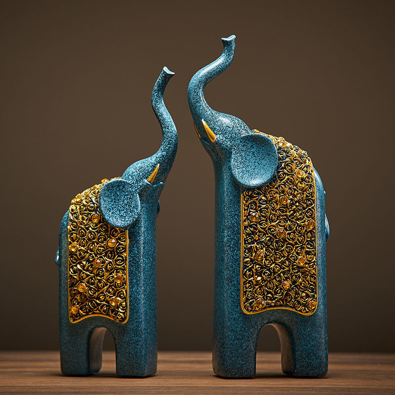 Chinese Retro Children And Mother Elephant Home Living Room Office Decorations