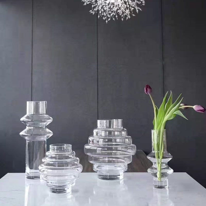 Modern Glass Vase – Elegant Desktop Decoration for Living Room Side Tables