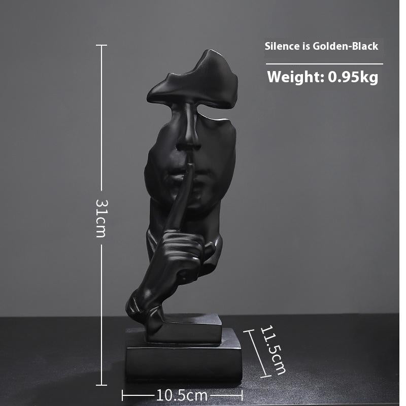 “Silence is Gold” Modern Resin Sculpture – Minimalist Living Room & Wine Cabinet Decor