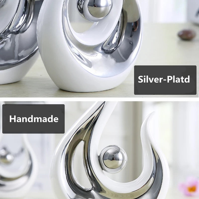 Modern Minimalist Ceramic Phoenix Figurines – Electroplated Porcelain Decor for TV or Wine Cabinets (Pair)