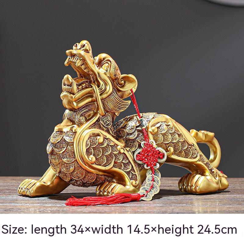 Feng Shui Fortune Pi Xiu Pair β Chinese Resin Ornaments for Living Room, Office, or Entryway