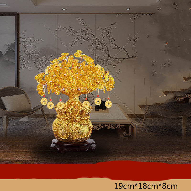 Citrine Fortune Tree Lucky Decorations Home Wine Cabinet Living Room Shake Money
