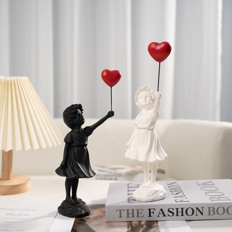 Balloon Girl Living Room Creative Resin Decorations