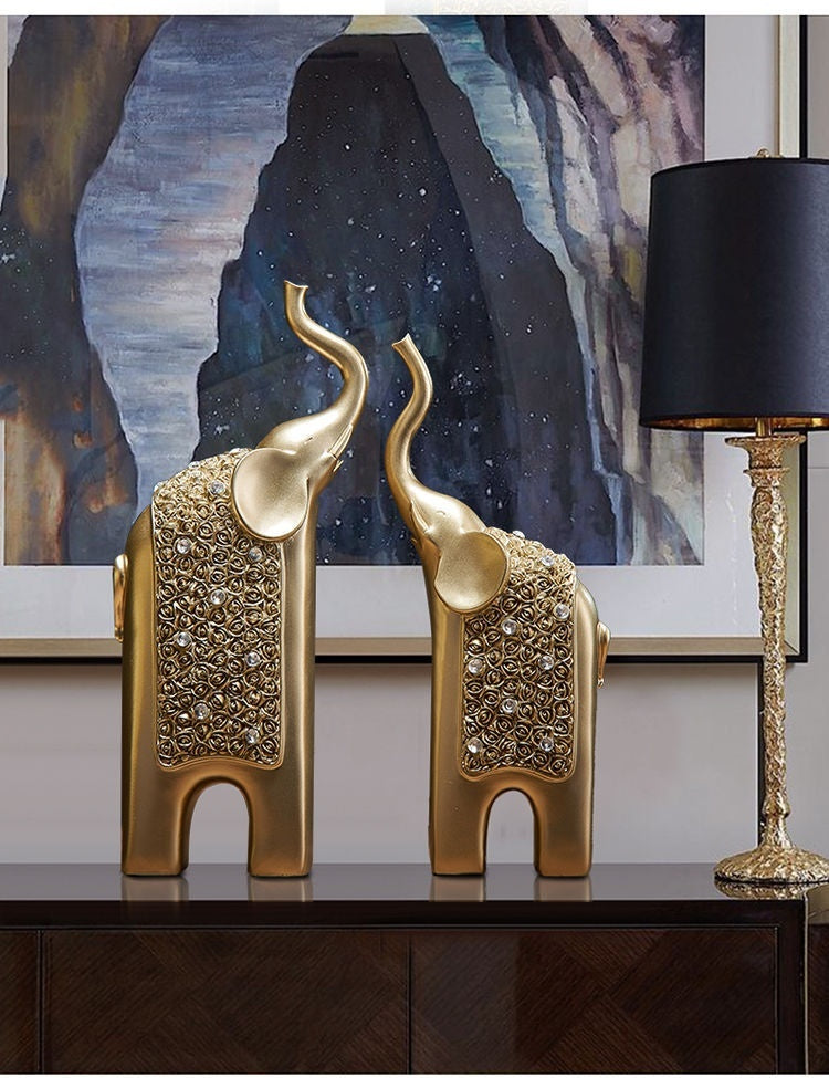Chinese Retro Children And Mother Elephant Home Living Room Office Decorations