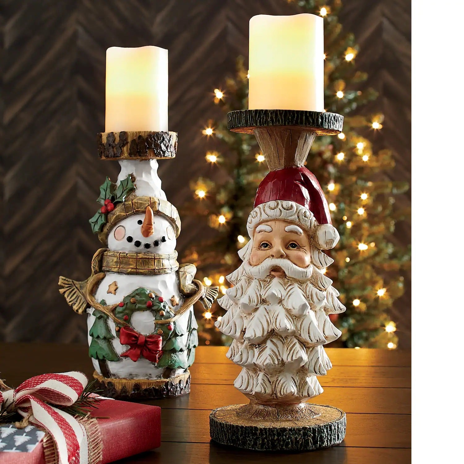 Christmas Old Man Candlestick Home Living Room Desktop Decorations