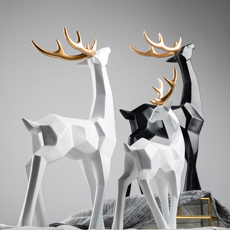 Nordic Resin Deer Figurines – Modern Wine Cabinet & Living Room Decorations