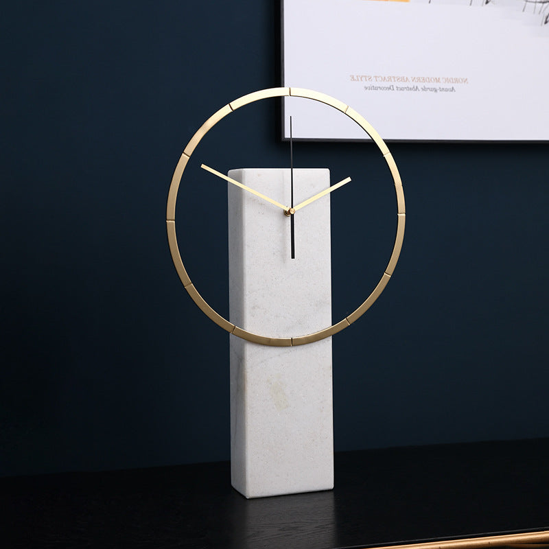 Natural Marble Pendulum Desk Clock – Elegant TV Cabinet & Living Room Accent (18")