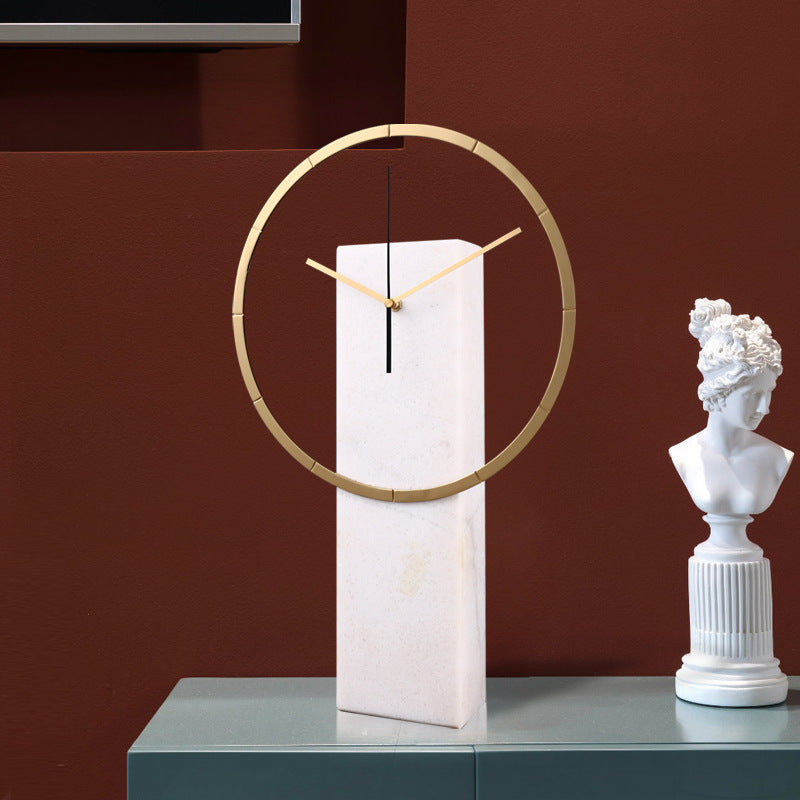 Natural Marble Pendulum Desk Clock – Elegant TV Cabinet & Living Room Accent (18")