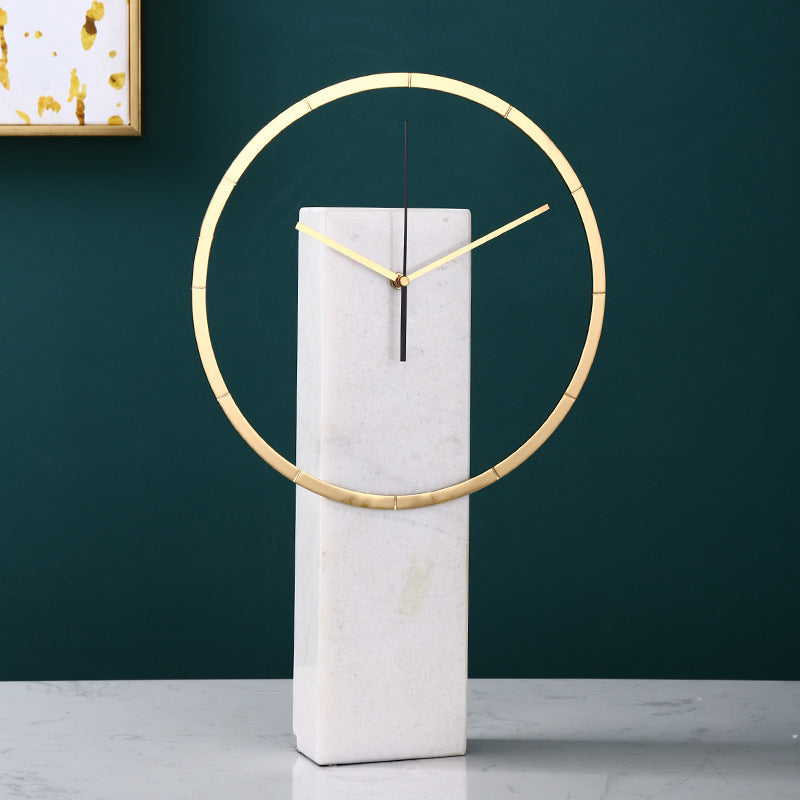Natural Marble Pendulum Desk Clock – Elegant TV Cabinet & Living Room Accent (18")