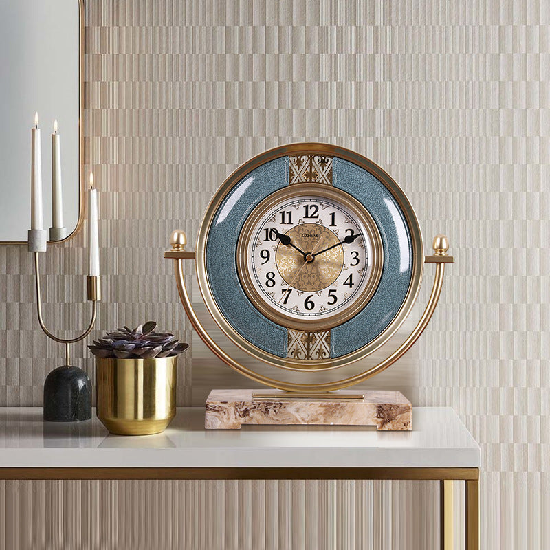 Vintage-Style Silent Desktop Clock – Dual-Sided Decorative Timepiece for Living Room or Bedroom
