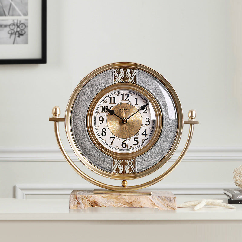 Vintage-Style Silent Desktop Clock – Dual-Sided Decorative Timepiece for Living Room or Bedroom