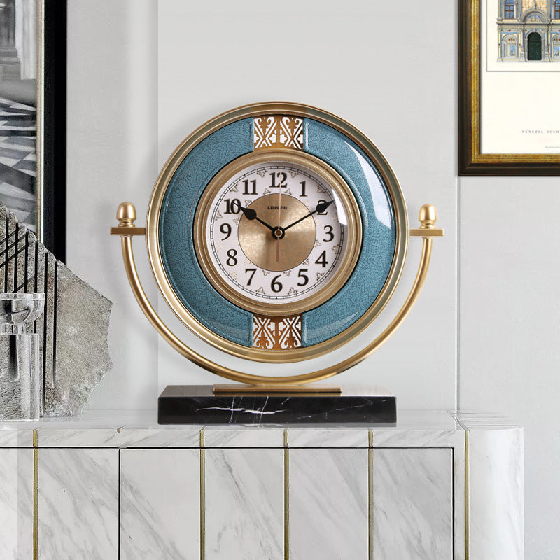 Vintage-Style Silent Desktop Clock – Dual-Sided Decorative Timepiece for Living Room or Bedroom