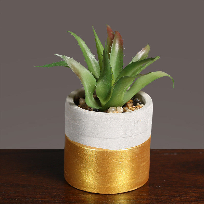Light Luxury Faux Succulent in Decorative Pot – Small Potted Plant for Modern Living Room Decor