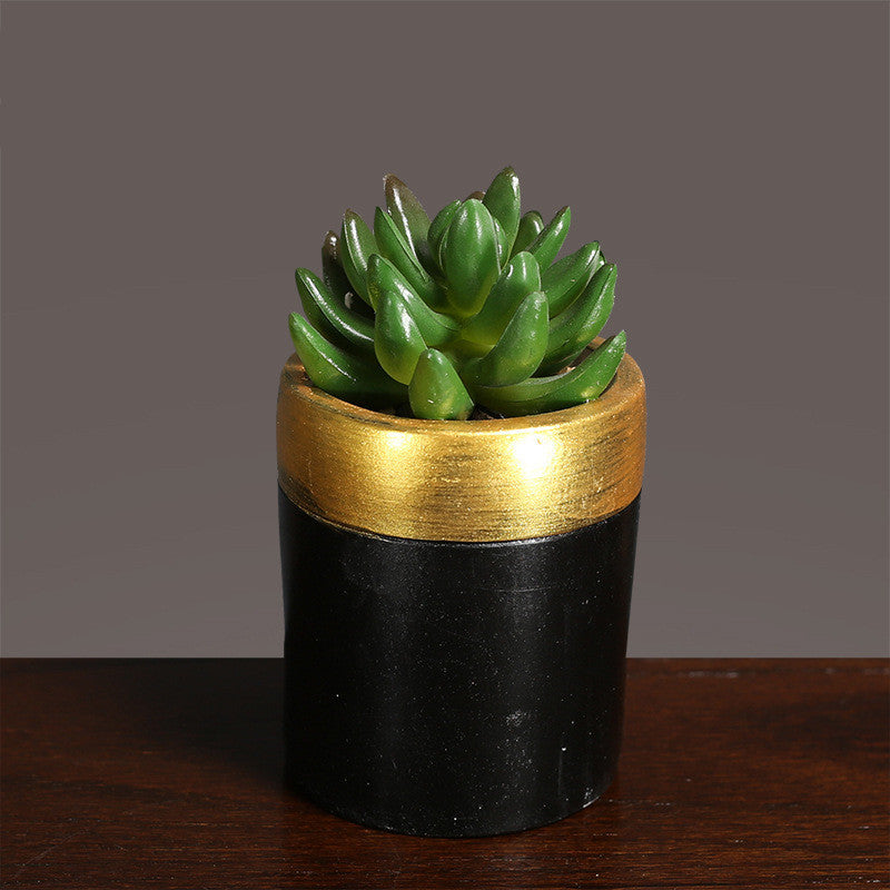 Light Luxury Faux Succulent in Decorative Pot – Small Potted Plant for Modern Living Room Decor