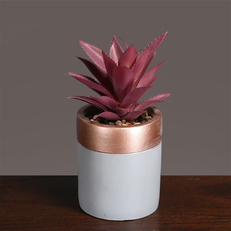 Light Luxury Faux Succulent in Decorative Pot – Small Potted Plant for Modern Living Room Decor