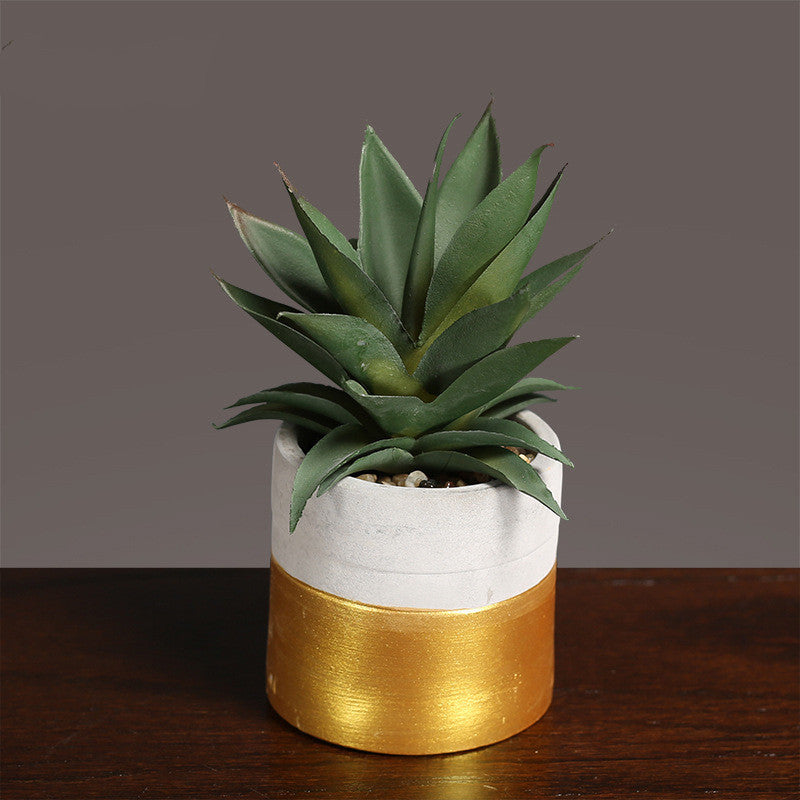 Light Luxury Faux Succulent in Decorative Pot – Small Potted Plant for Modern Living Room Decor