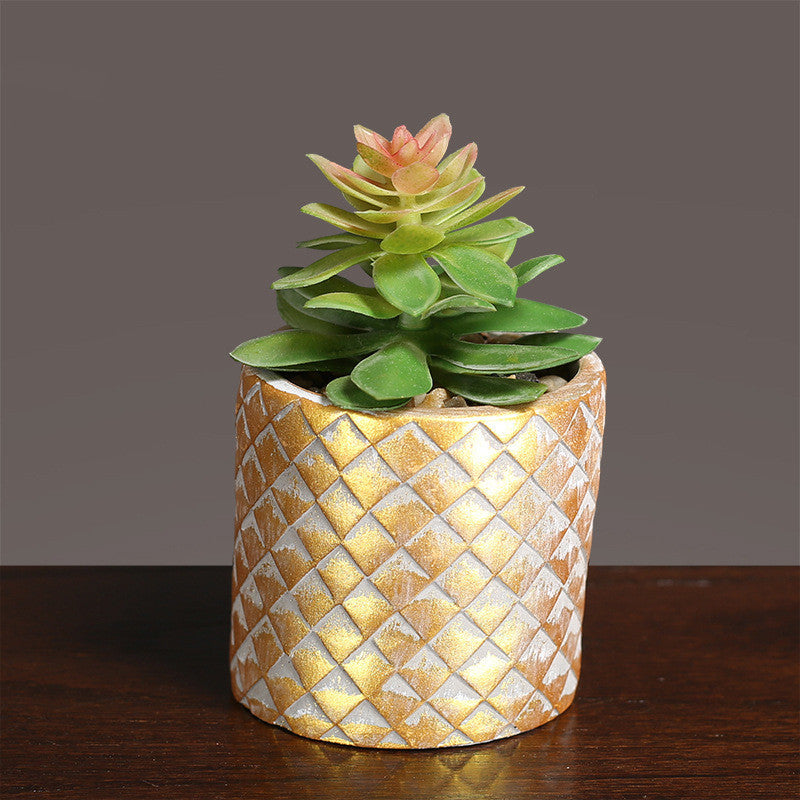 Light Luxury Faux Succulent in Decorative Pot – Small Potted Plant for Modern Living Room Decor