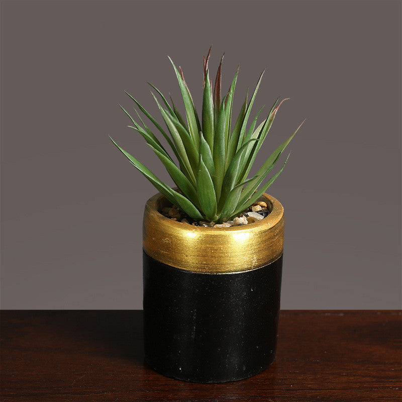 Light Luxury Faux Succulent in Decorative Pot – Small Potted Plant for Modern Living Room Decor