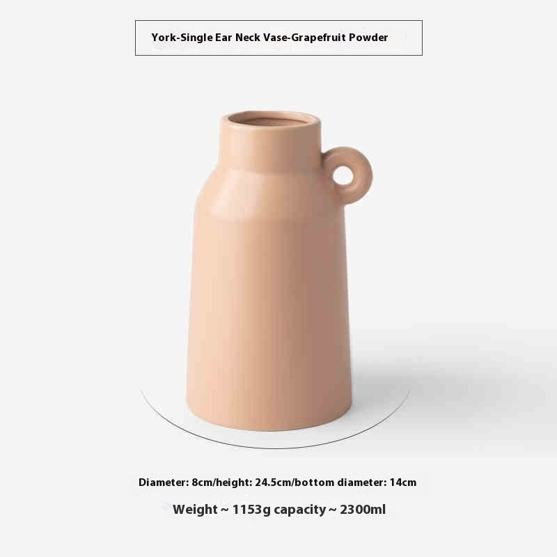 Single-Ear Ceramic Table Vase – Minimalist Glazed Flowerpot for Living Room Decor