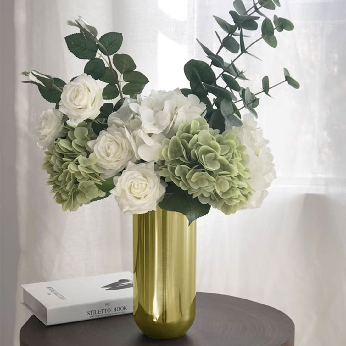 Stainless Steel Vase Decoration Dried Floral Home Living Room Flower Container Black Dining Table Decorations