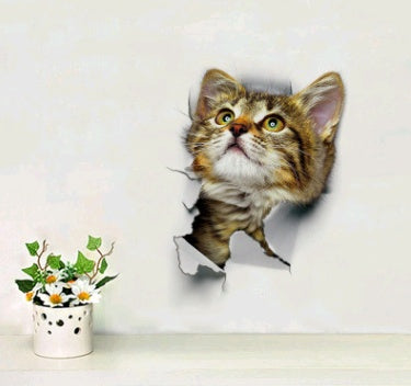 Vatican 3D Cute Cat Wall Stickers – Removable PVC Decor for Living Room, Bedroom & Bathroom