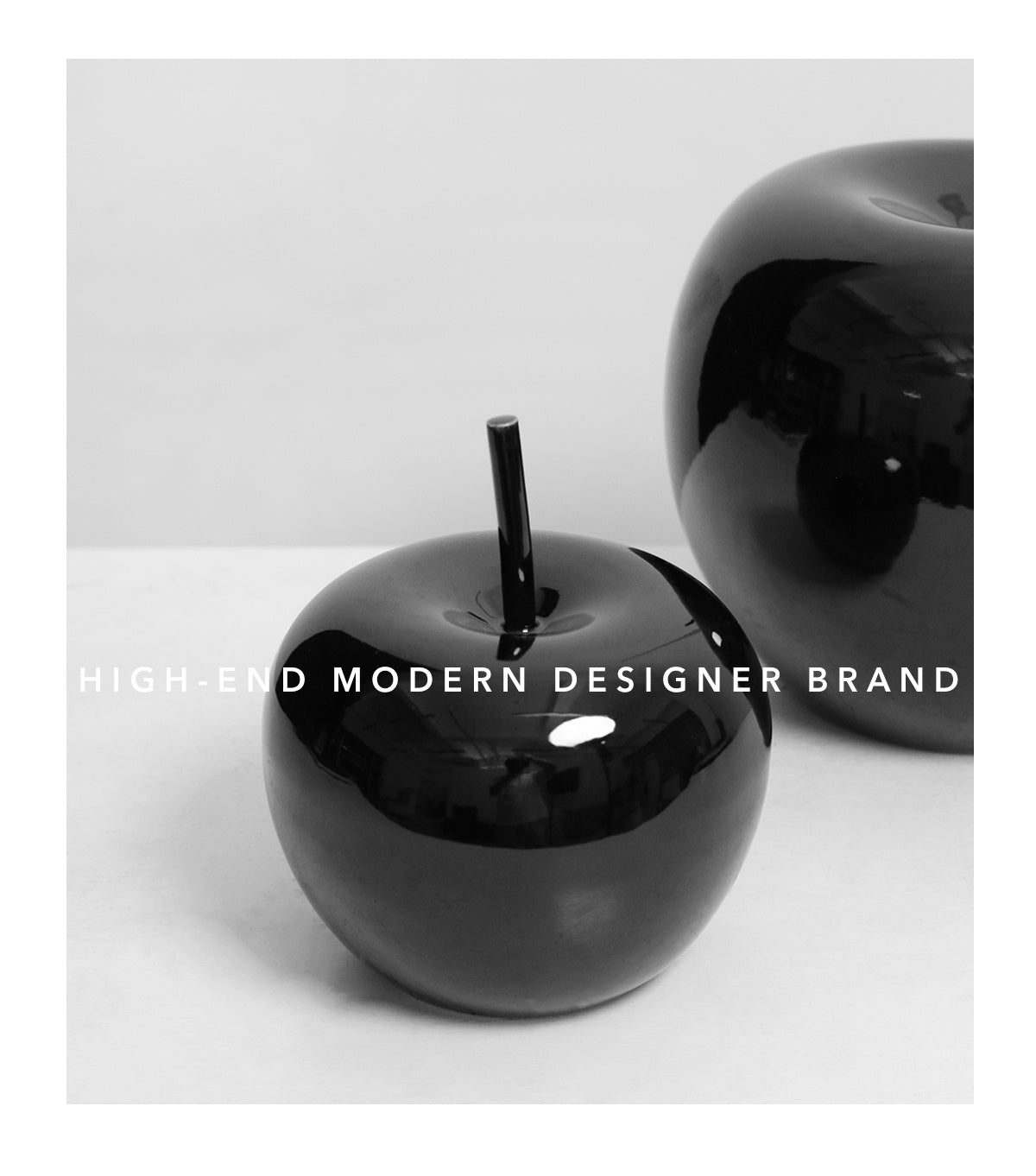 Modern Black Ceramic Apple – Minimalist Decorative Accent for Living Room or Entryway