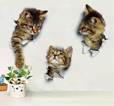 Vatican 3D Cute Cat Wall Stickers – Removable PVC Decor for Living Room, Bedroom & Bathroom