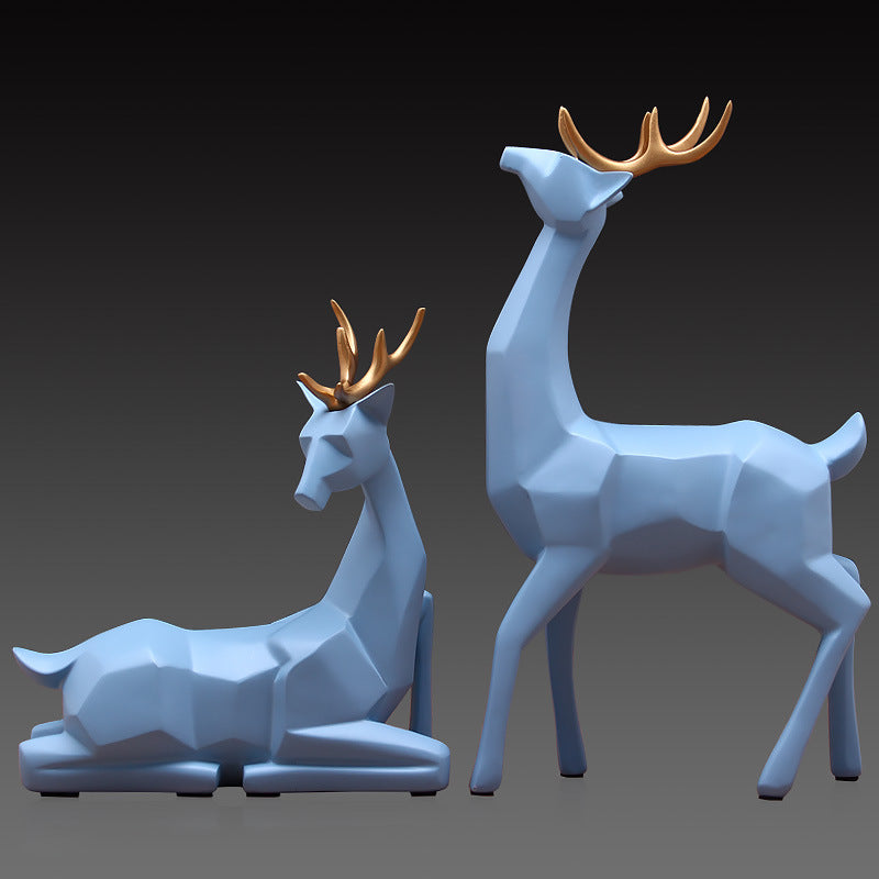 Nordic Light Luxury Deer Figurines – Modern Resin Decor for Living Room & Wine Cabinet