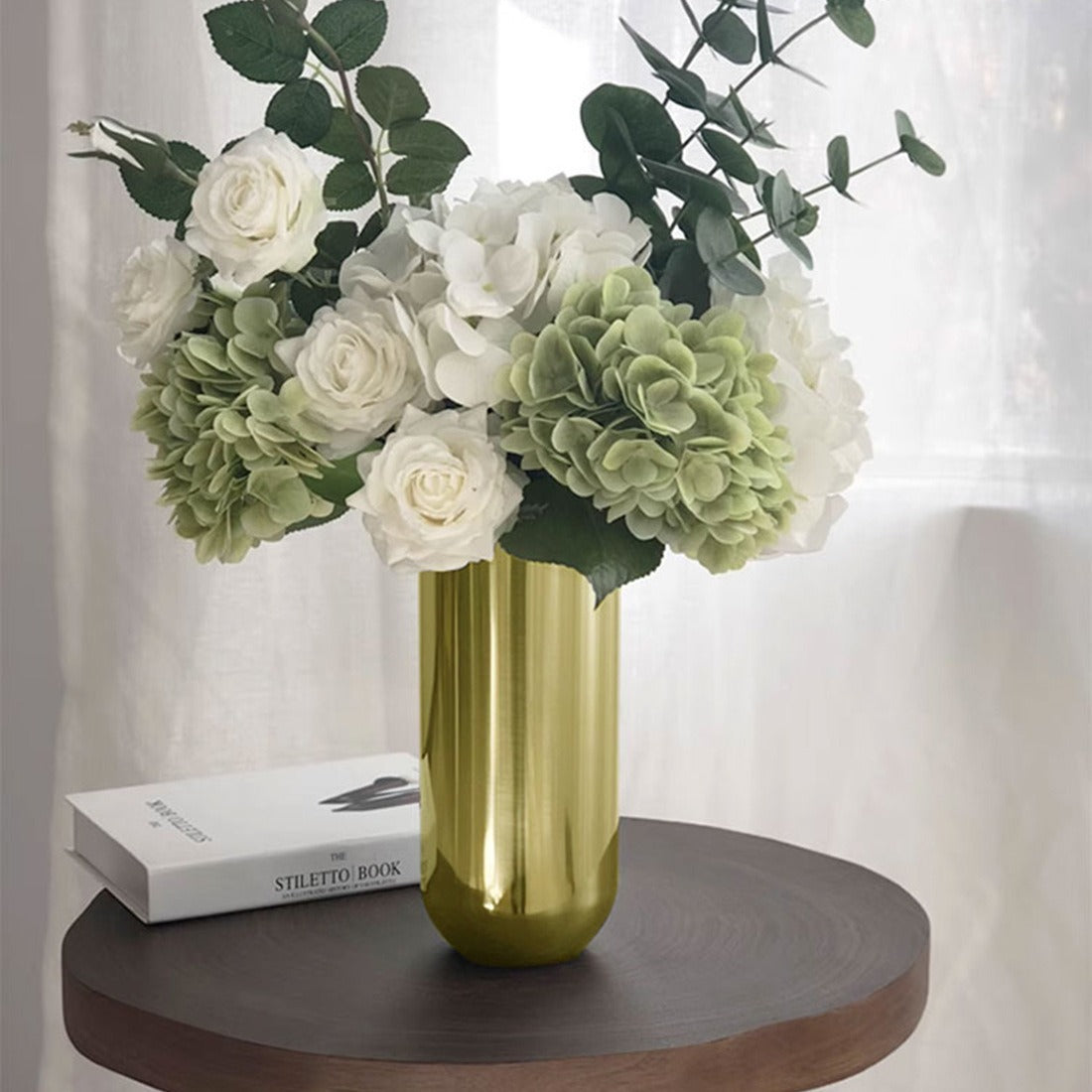 Stainless Steel Vase Decoration Dried Floral Home Living Room Flower Container Black Dining Table Decorations